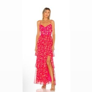 Amanda Uprichard Pink Floral High-Low Dress